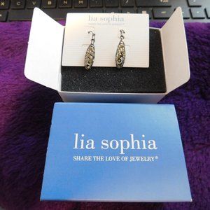 Lia Sophia Earrings Silver and Rhinestones